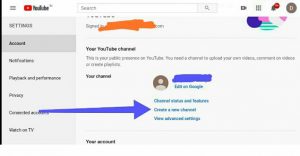 Create new YouTube Channel